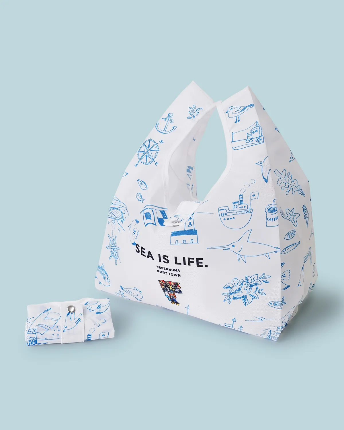 ポリエステルレジ袋型折りたたみフラップ付き_斜め