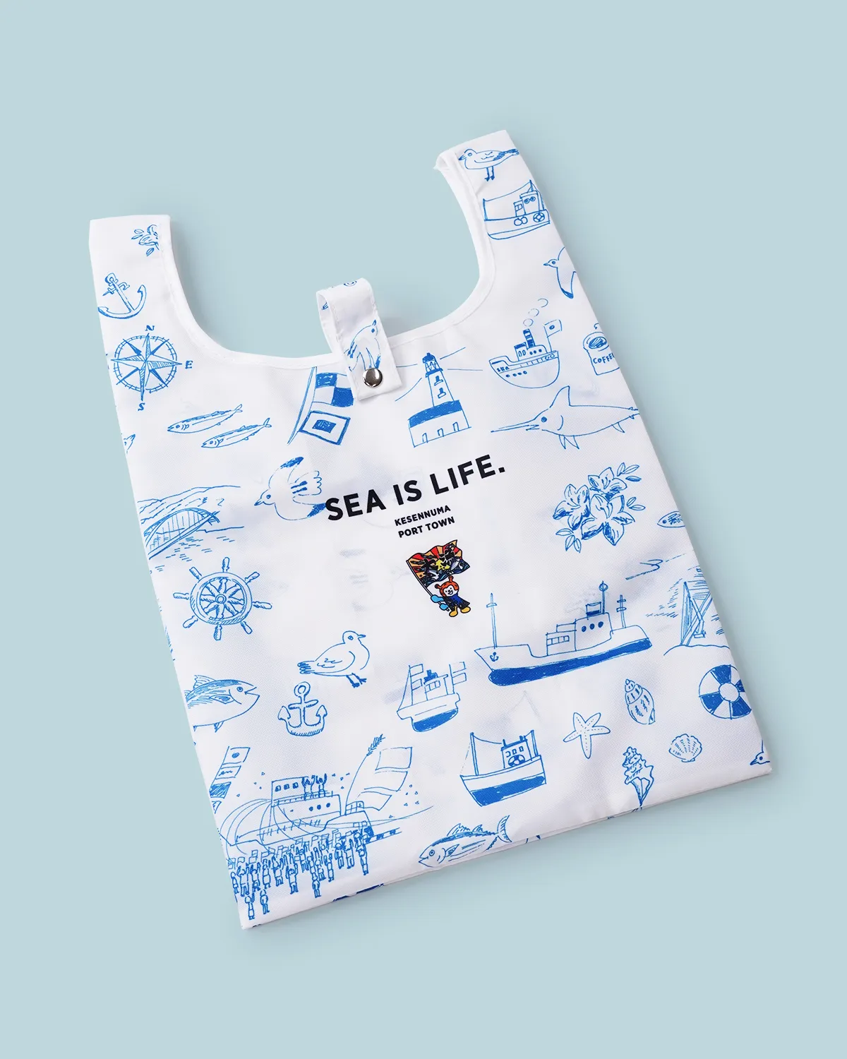 ポリエステルレジ袋型折りたたみフラップ付き_平置き斜め