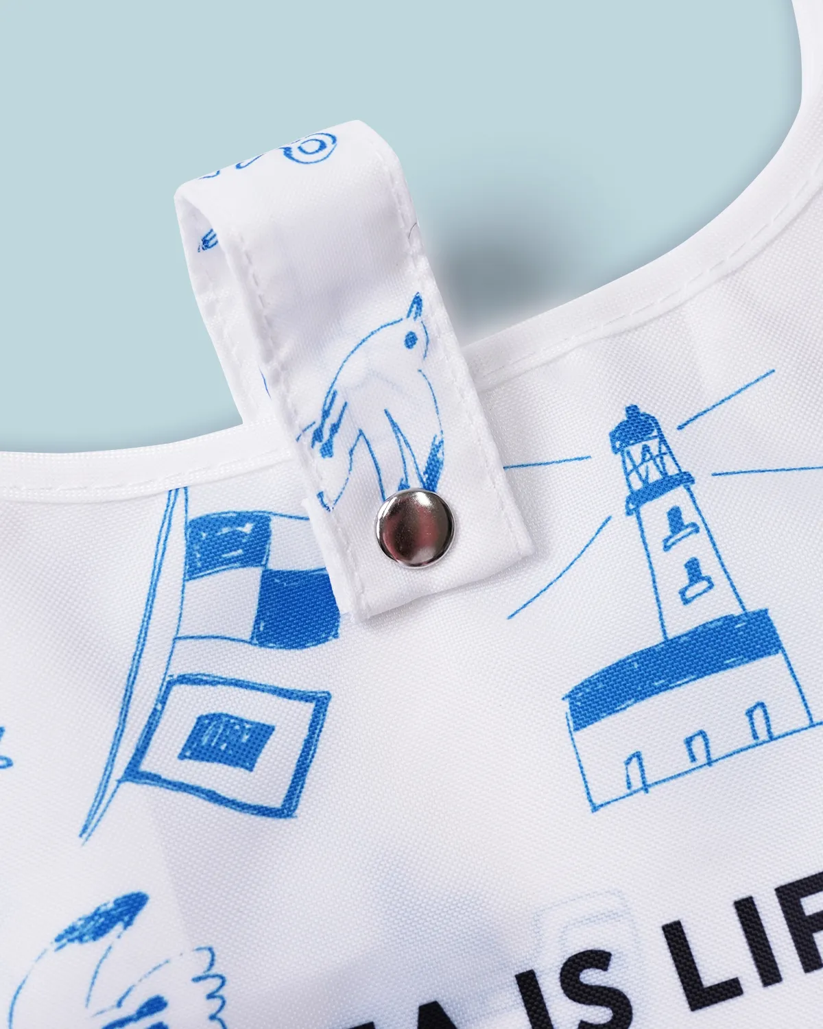 ポリエステルレジ袋型折りたたみフラップ付き_ボタン