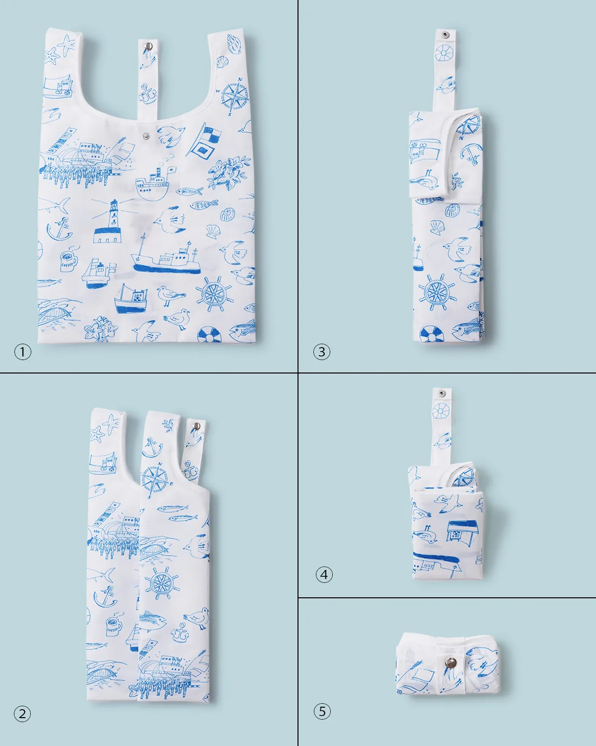 ポリエステルレジ袋型折りたたみフラップ付き_順番