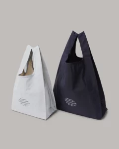 ナイロンレジ袋型バッグブラック、グレー_2セット斜め