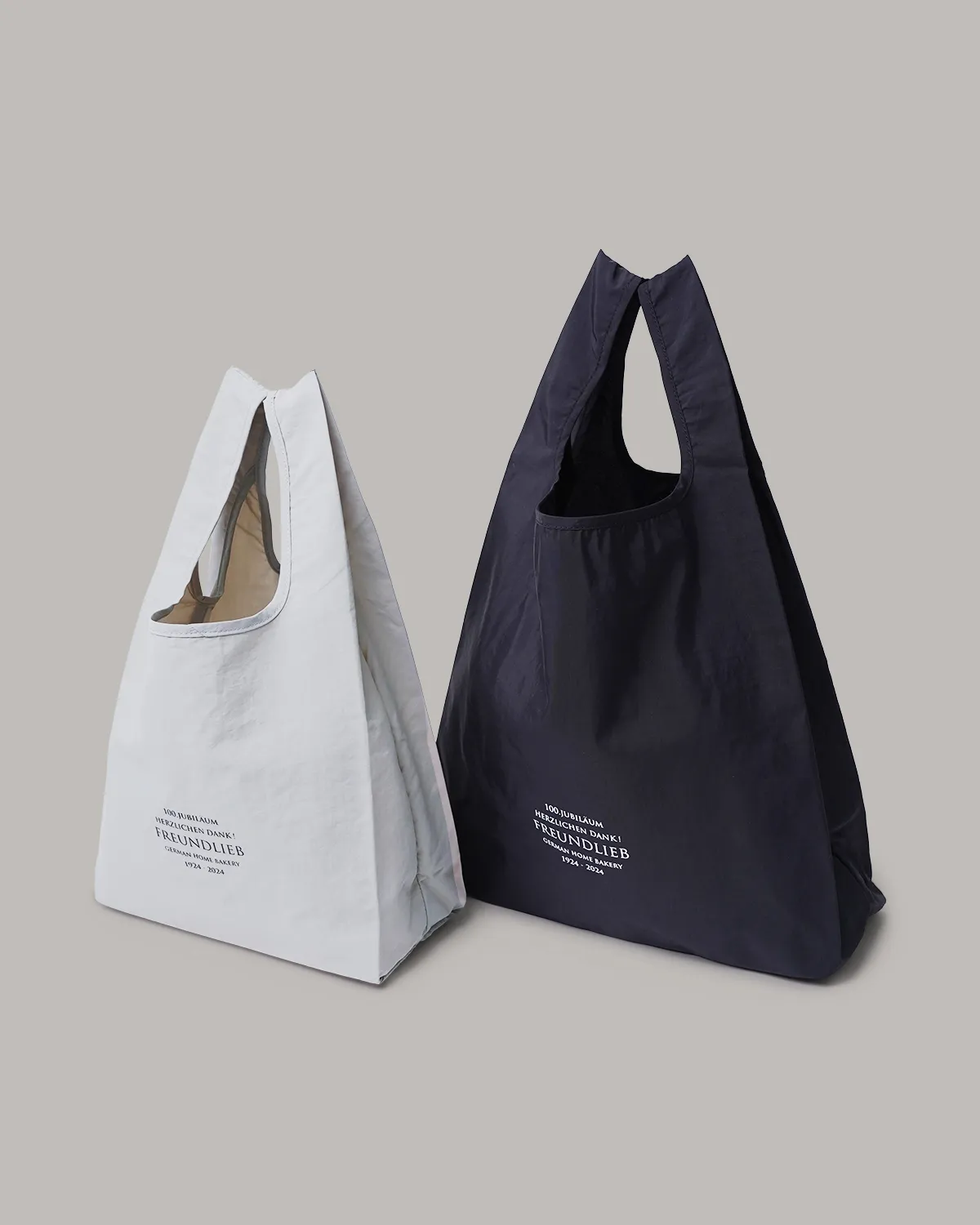 ナイロンレジ袋型バッグブラック、グレー_2セット斜め