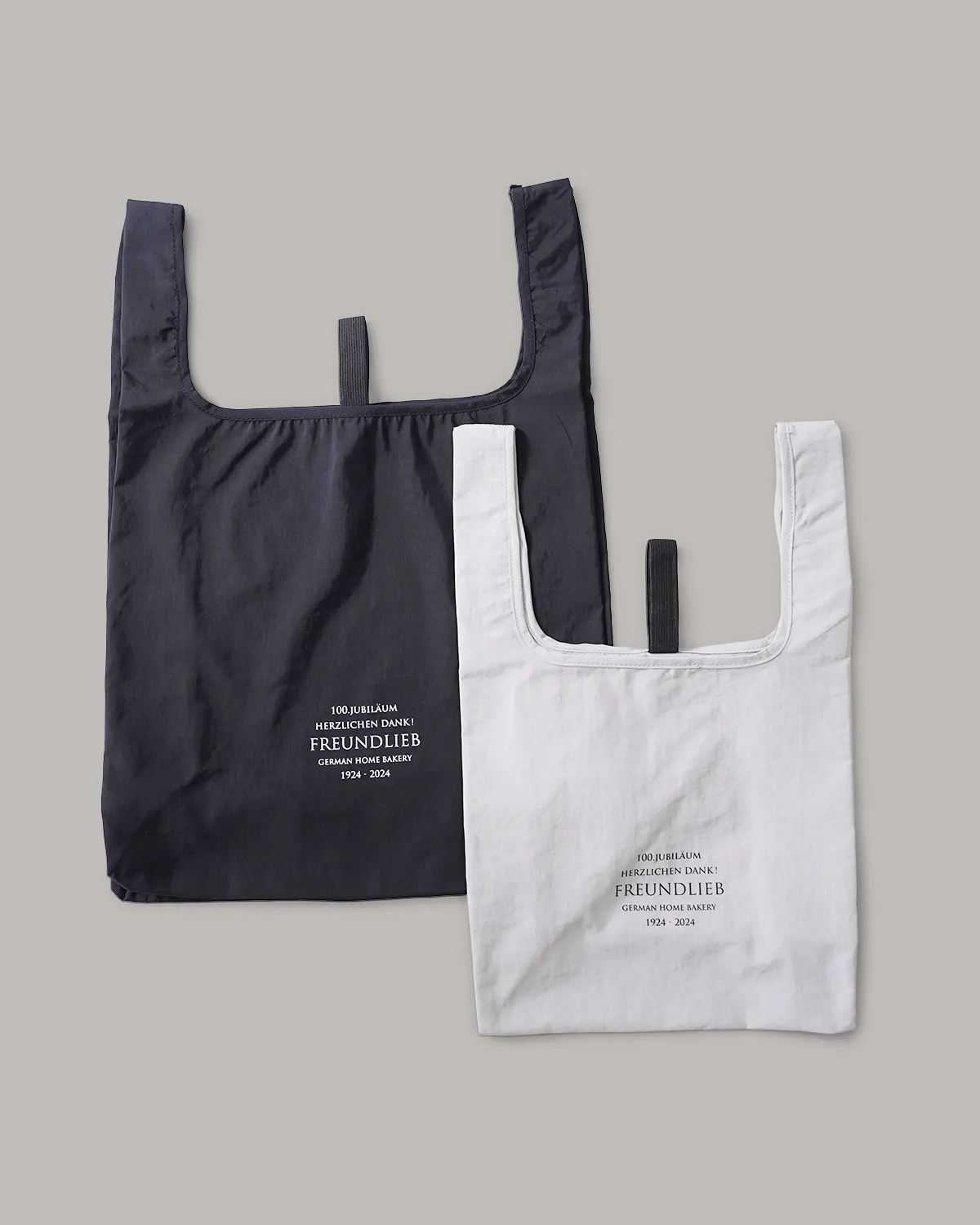 ナイロンレジ袋型バッグブラック、グレー_2セット正面