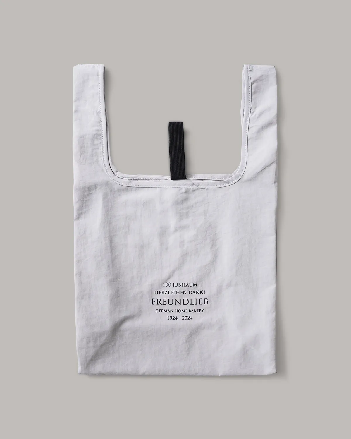 ナイロンレジ袋型バッグブラック、グレー_平置き正面