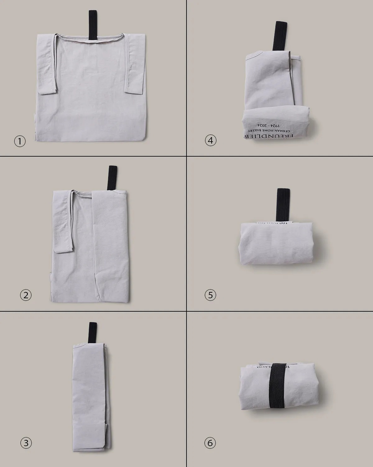 ナイロンレジ袋型バッグブラック、グレー_折りたたみ