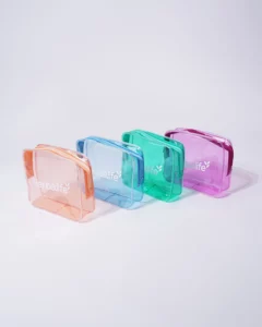 カラー塩ビBOX型ポーチ_4セット