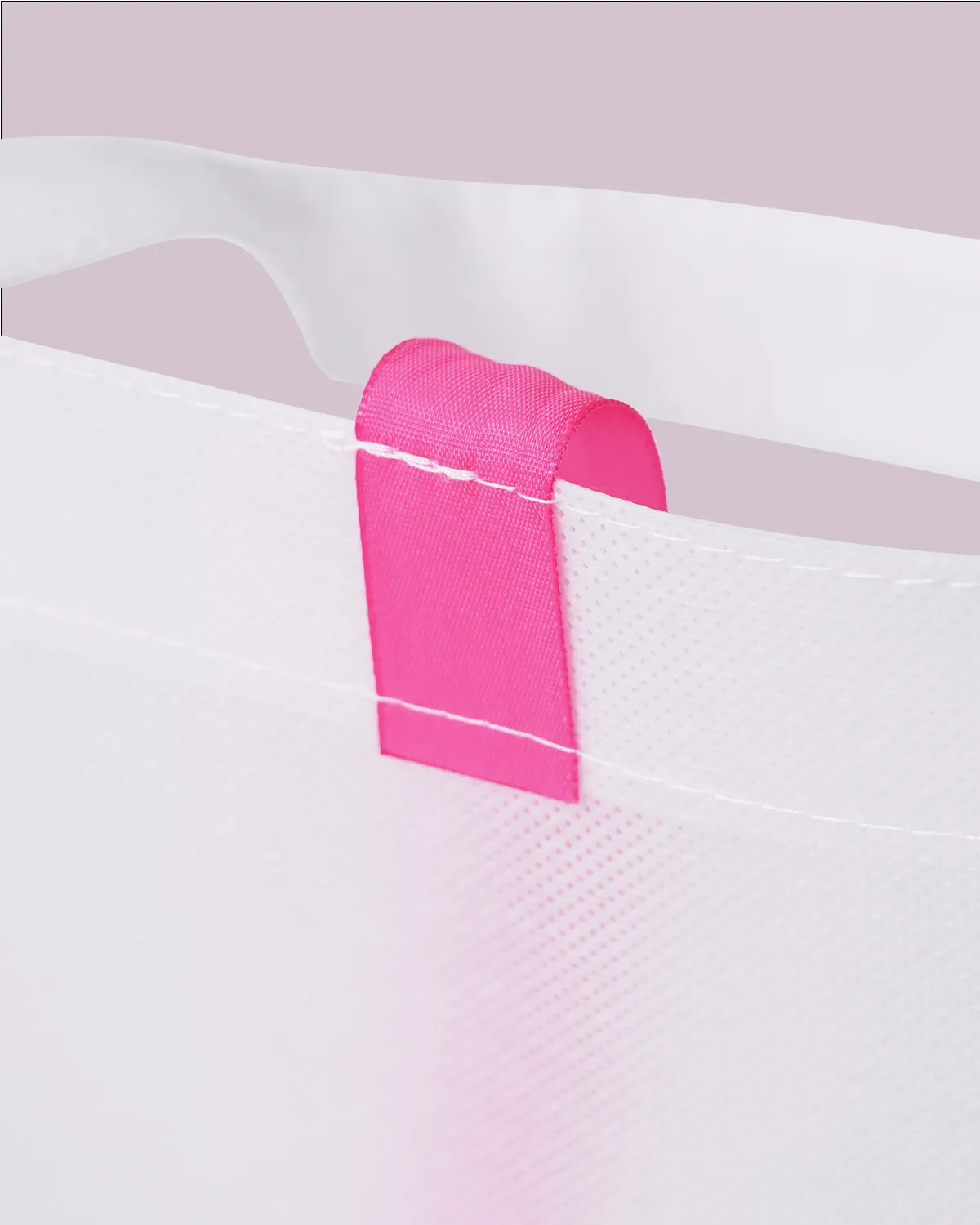 不織布角底バッグ_リボン部分ステッチ