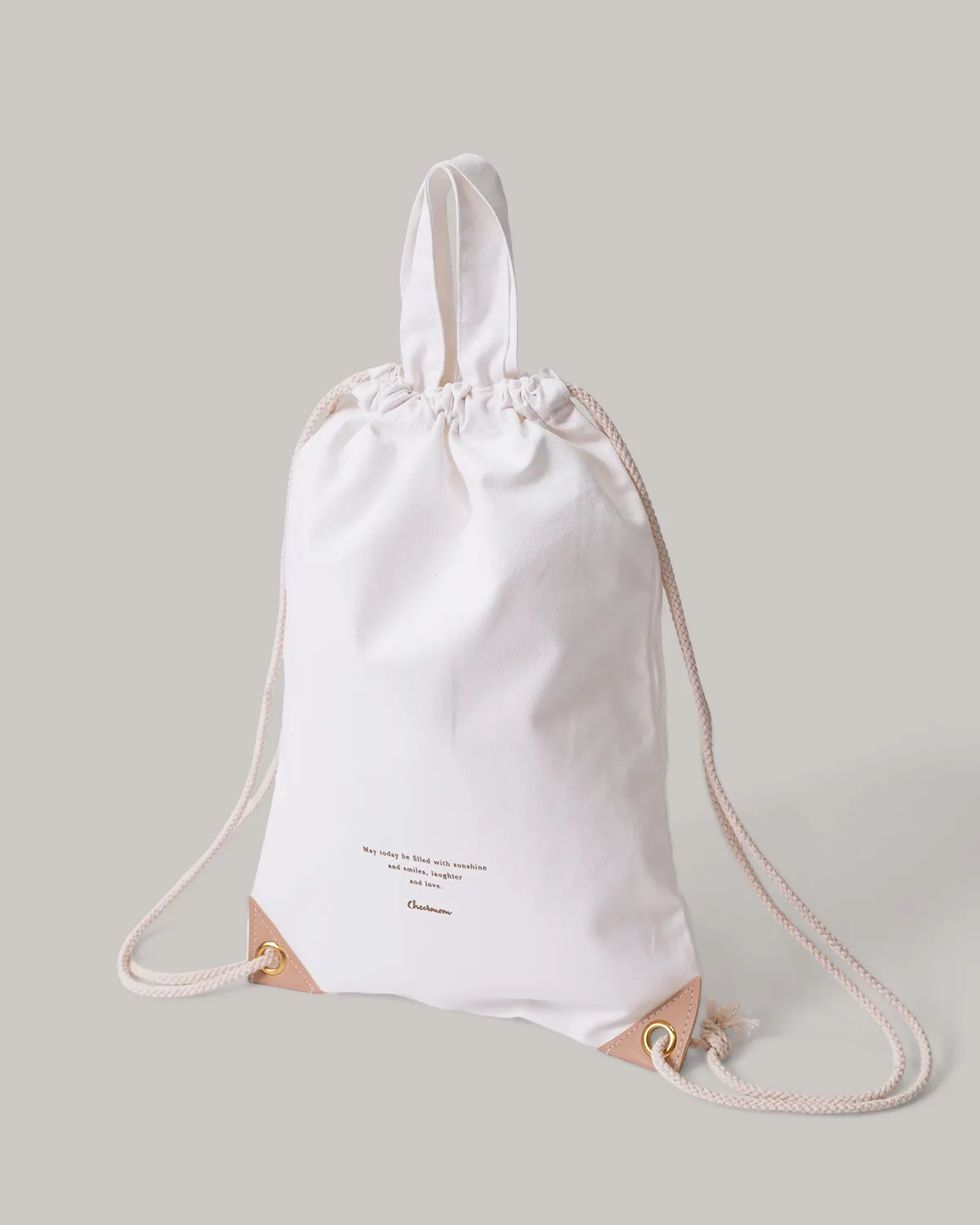 コットンリネン両紐ショルダーバッグ合皮補強_斜め