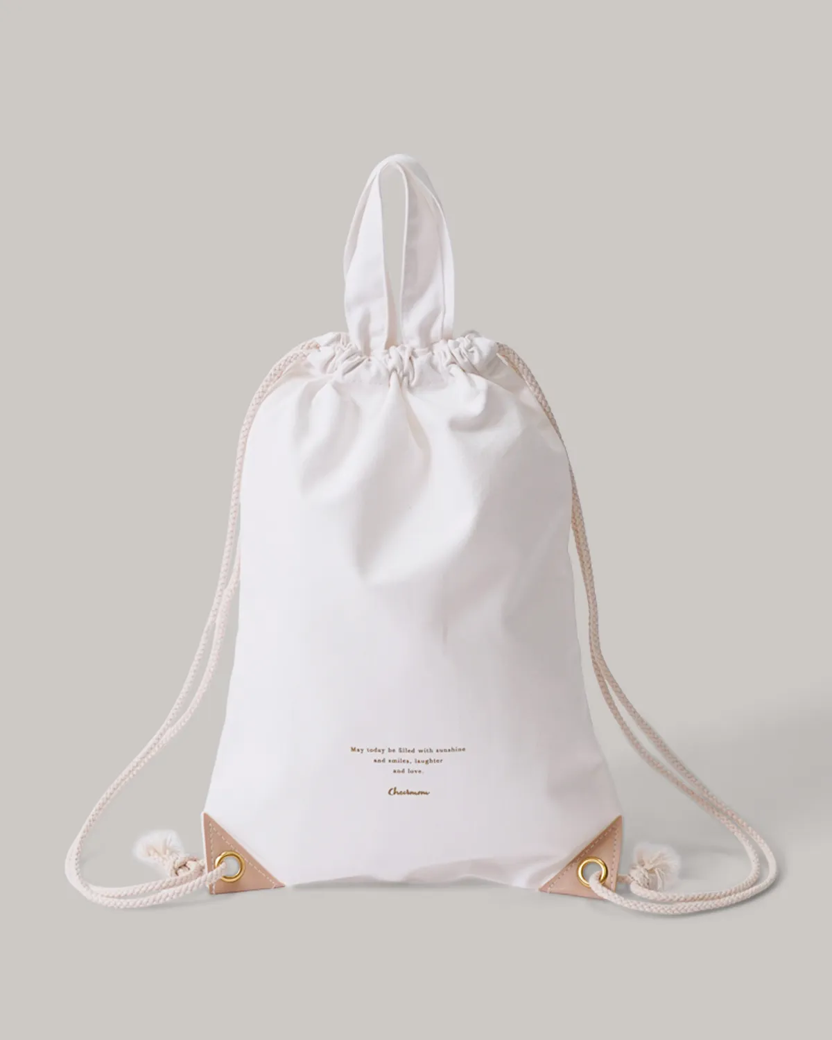 コットンリネン両紐ショルダーバッグ合皮補強_正面