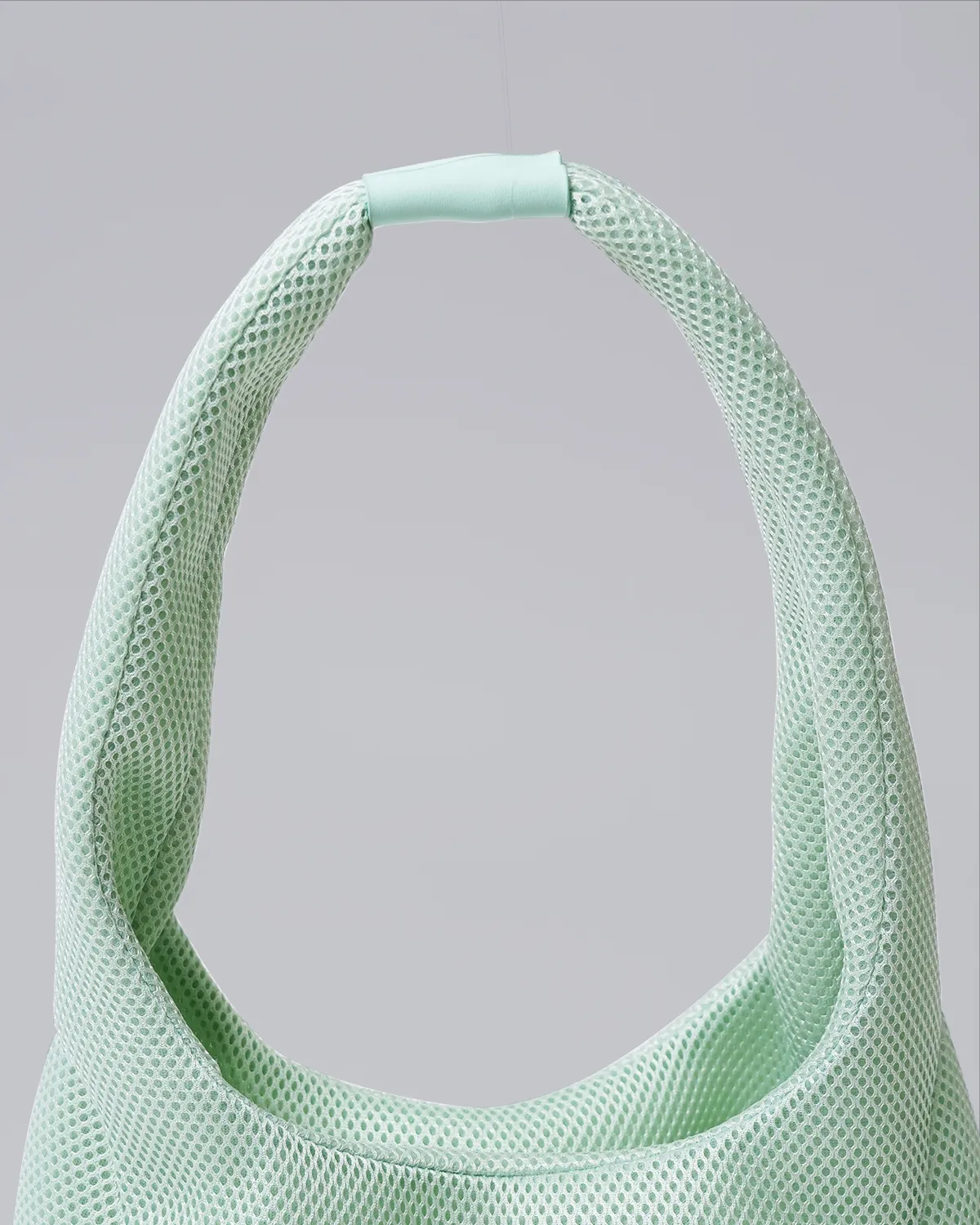 メッシュ_マルシェ型バッグ_メロン色_持ち手