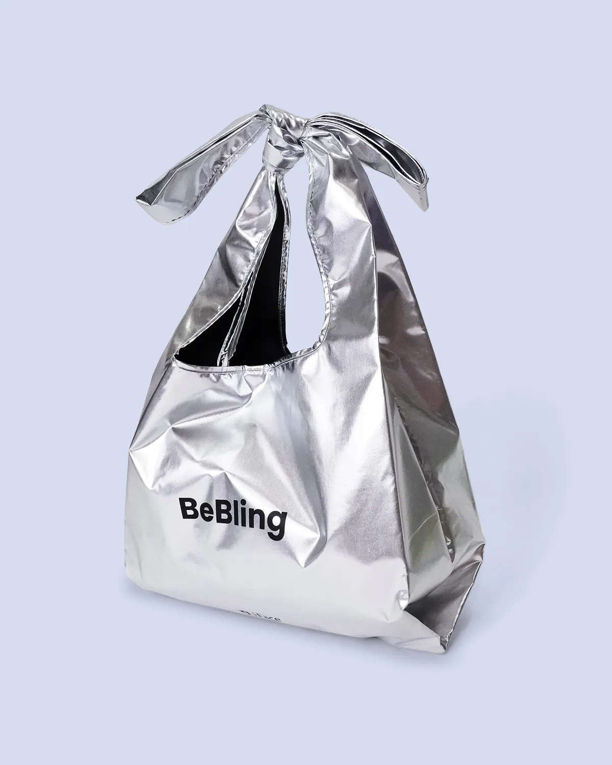 ナイロンメタリック レジ型リボンバッグ(ゴム付き)_斜め