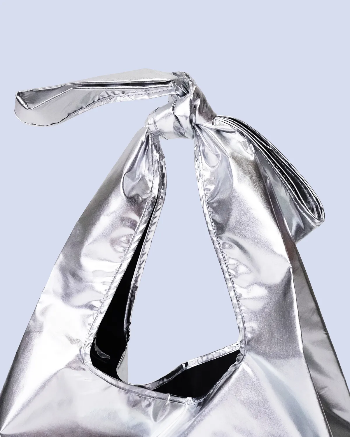 ナイロンメタリック レジ型リボンバッグ(ゴム付き)_結び目