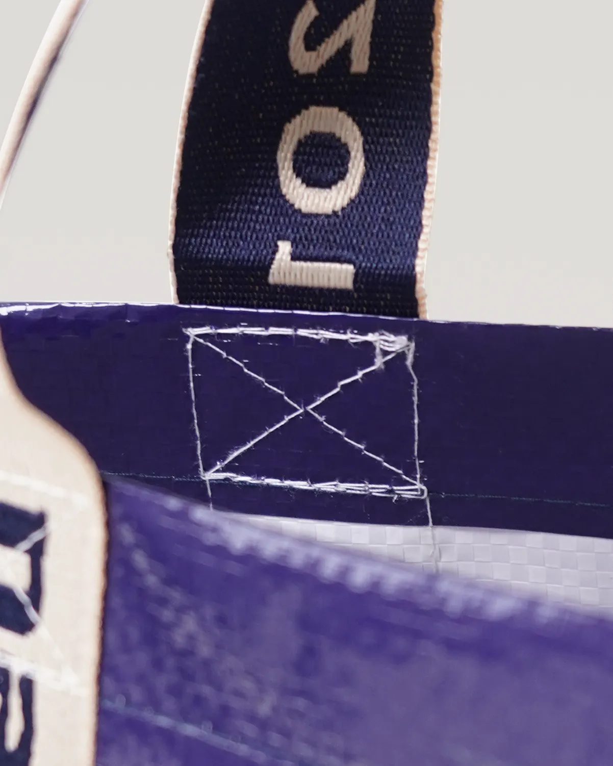 ワリフ（PPクロス）船底バッグ_内側クロスステッチ