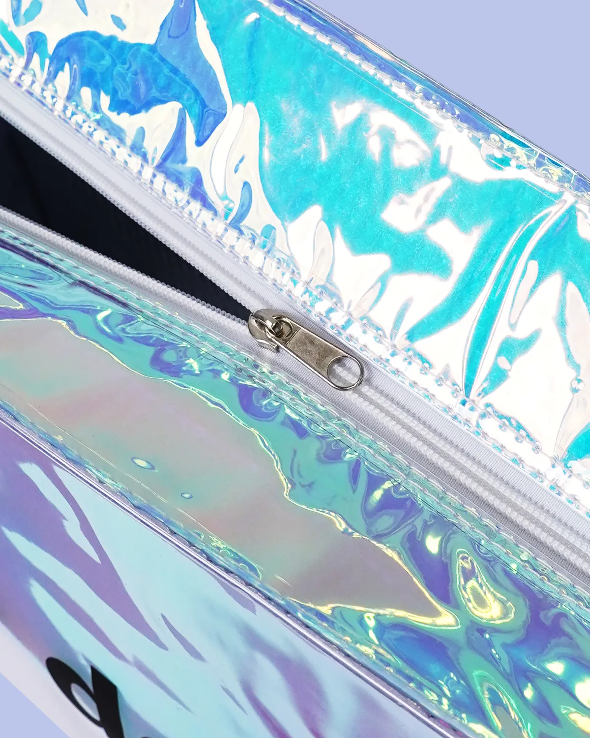 ホログラムPVC+コットン角底保冷バッグ_ファスナー