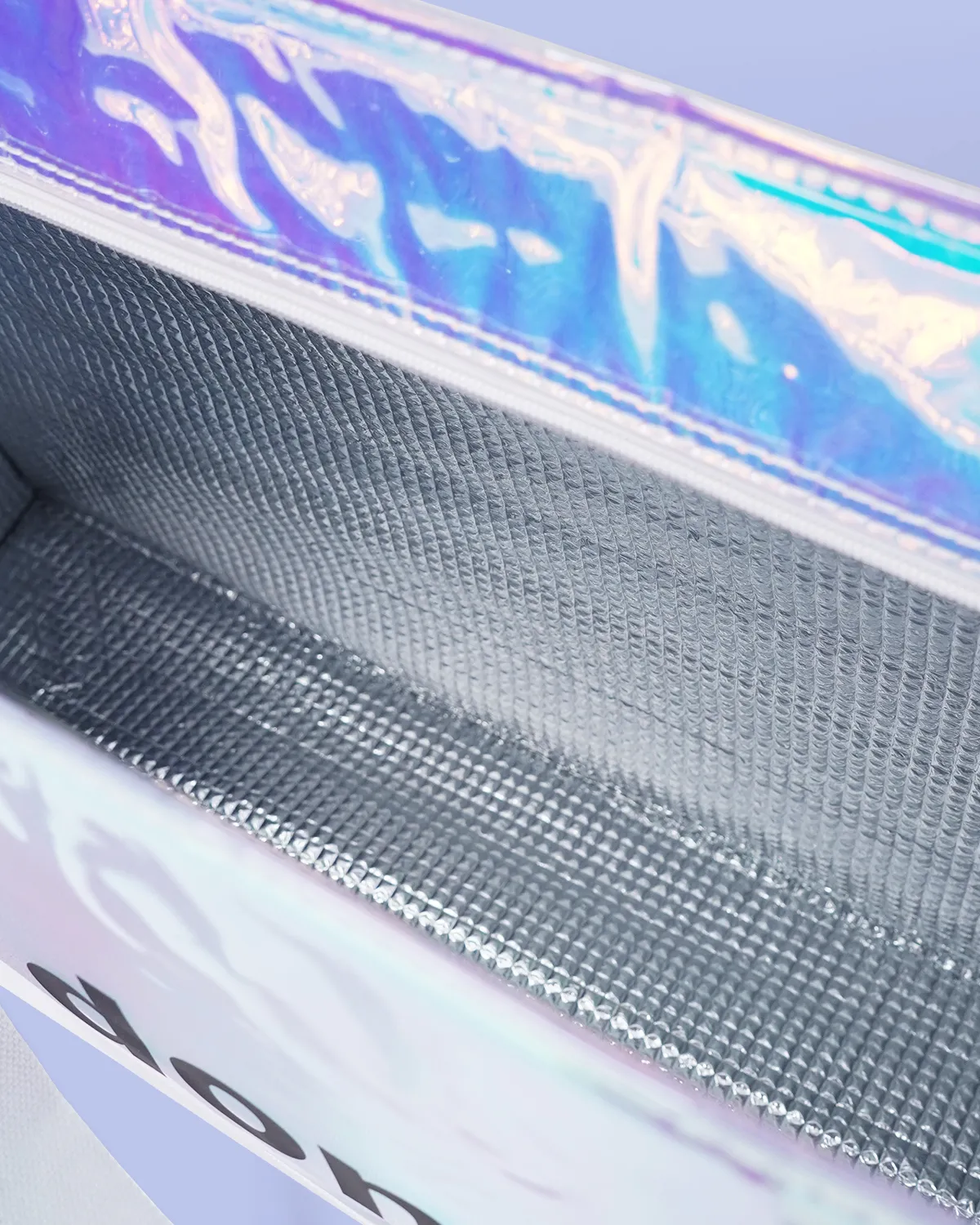 ホログラムPVC+コットン角底保冷バッグ_保冷内側