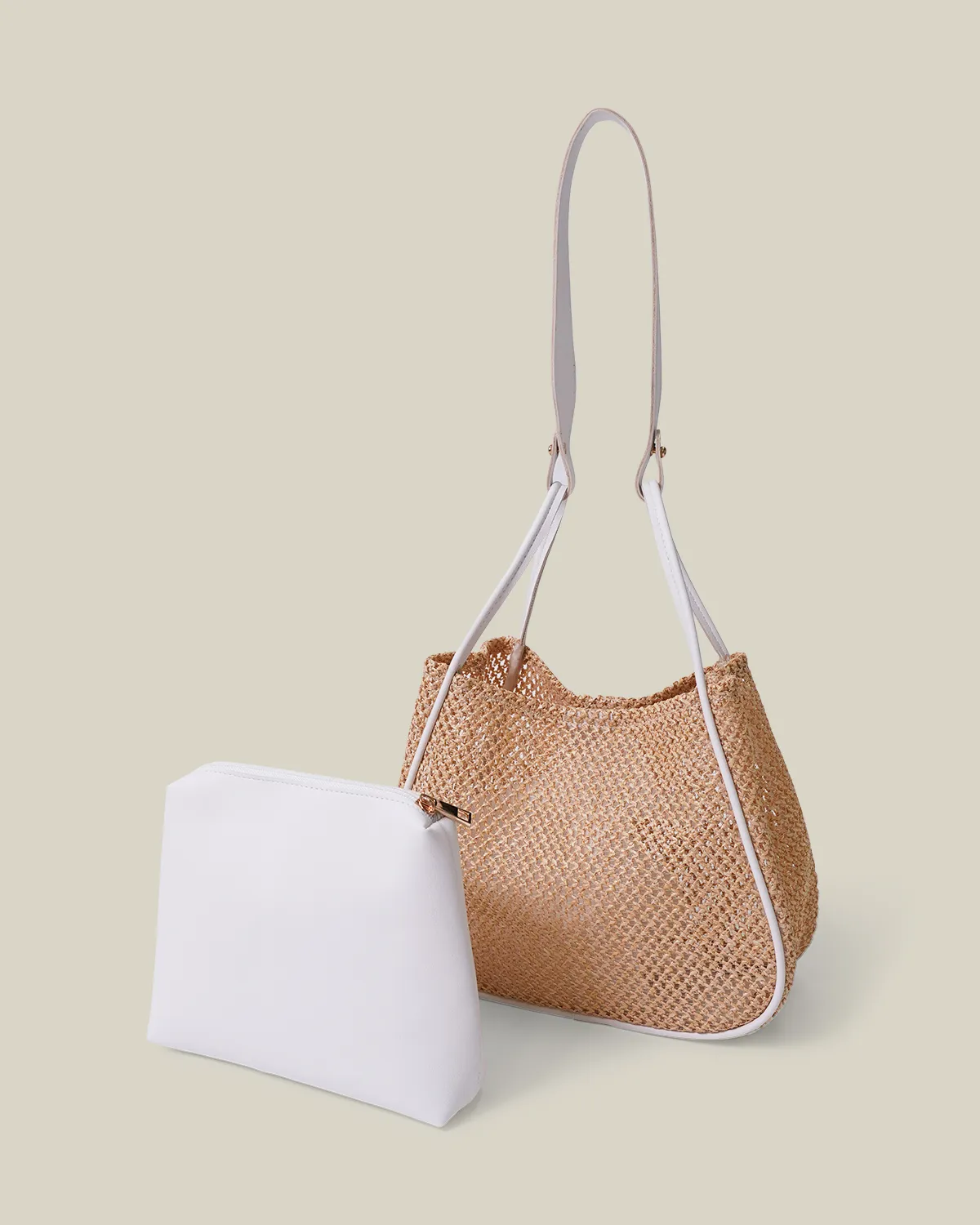 メッシュ合皮_角底バッグ_2セット斜め