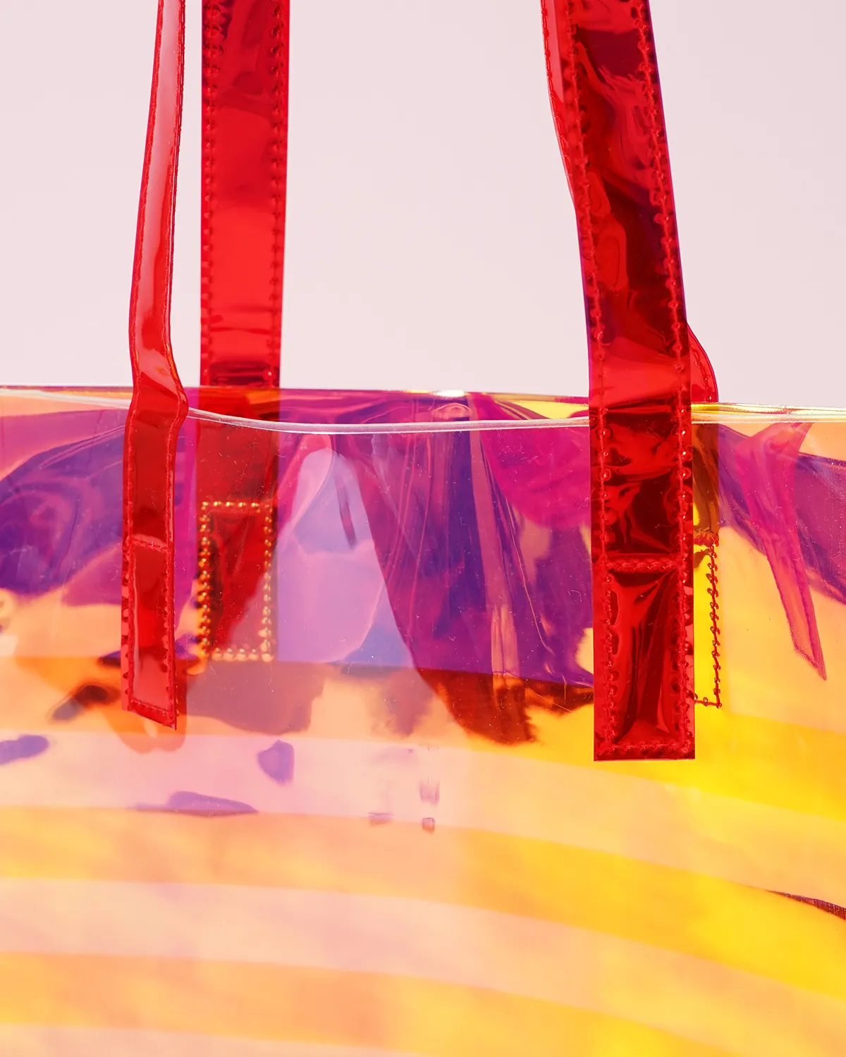 ホログラムPVC+透明塩ビマチなしバッグ_持ち手ステッチ