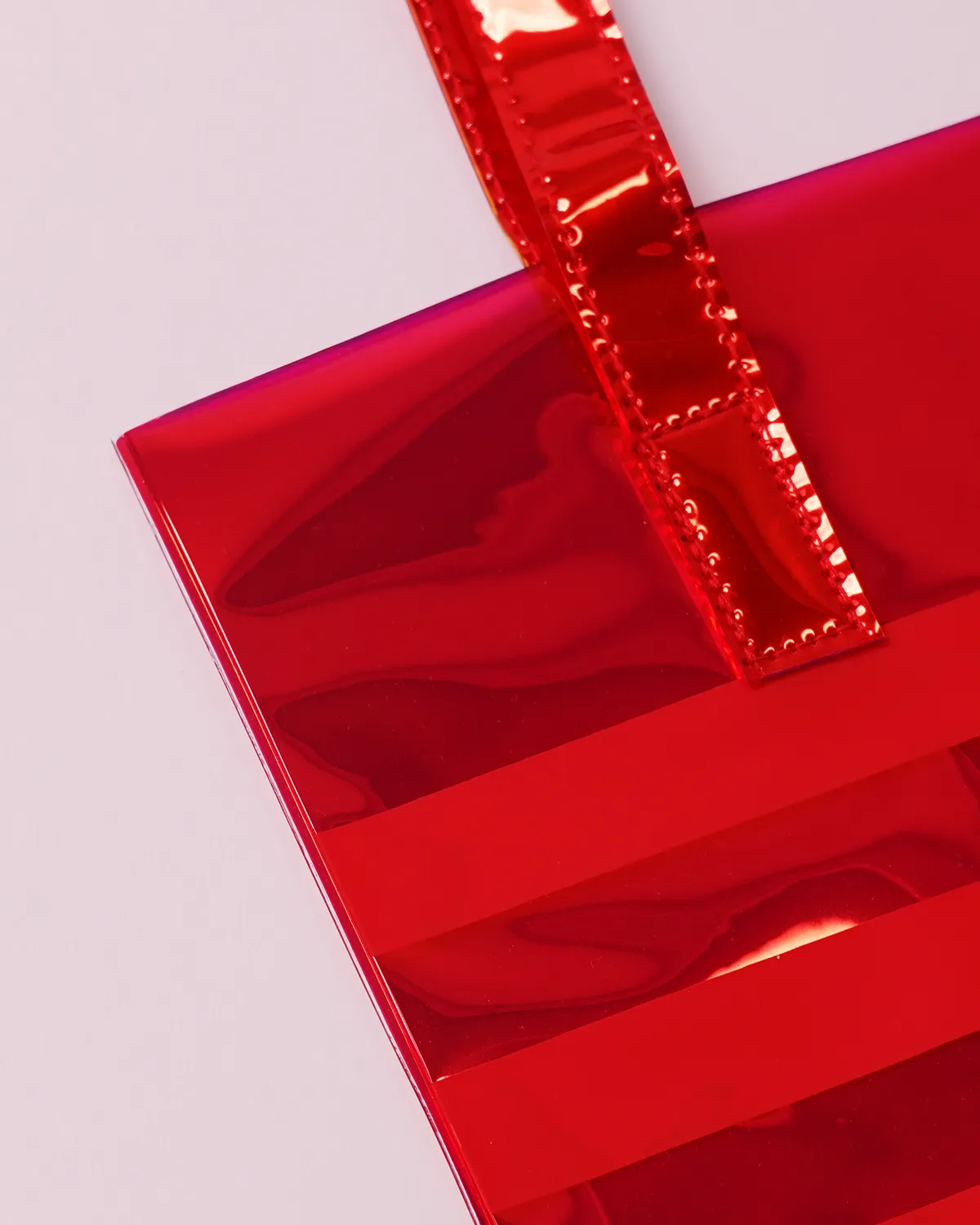 ホログラムPVC+透明塩ビマチなしバッグ_持ち手ステッチ