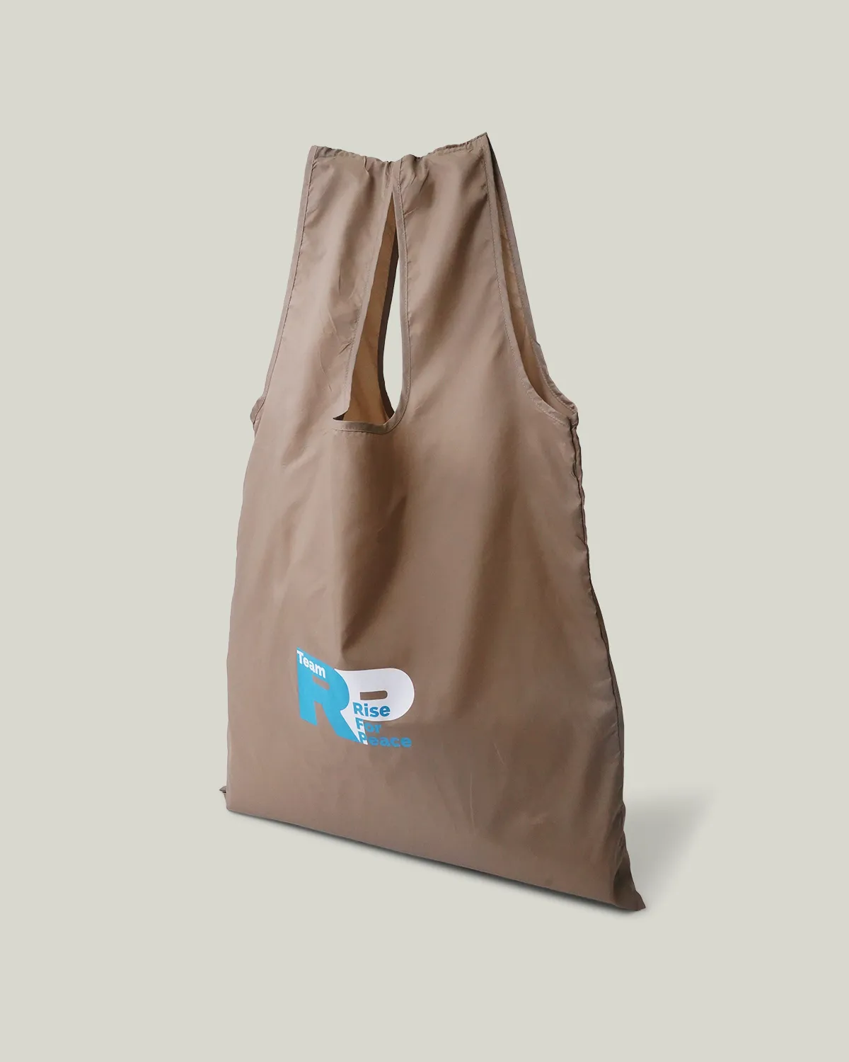 ポリエステルエコバッグくしゅくしゅ収納_RP_青緑・ベージュ_斜め