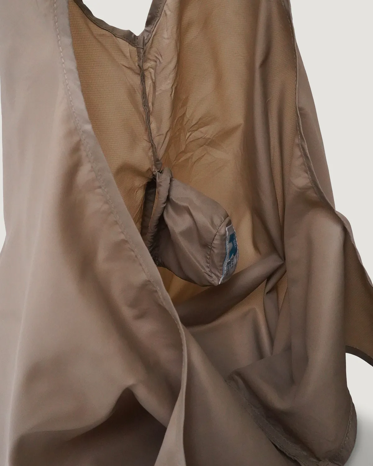 ポリエステルエコバッグくしゅくしゅ収納_RP_青緑・ベージュ_内ポケット