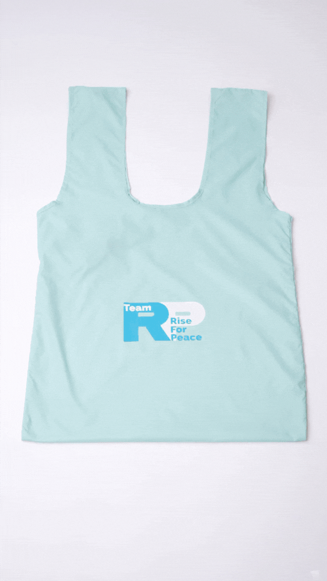 ポリエステルエコバッグくしゅくしゅ収納_RP_青緑・ベージュ_閉じる