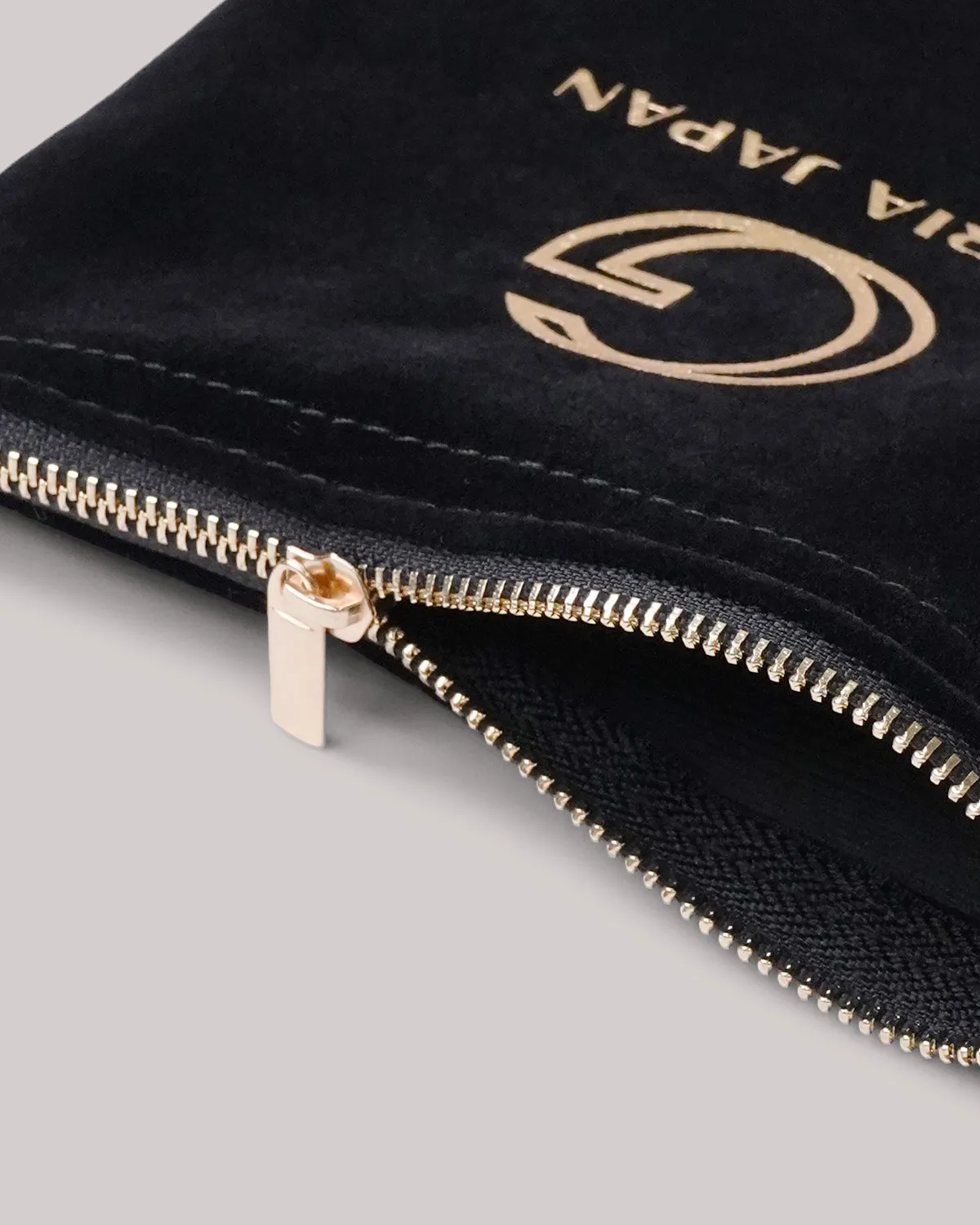 ベロア平袋ポーチ_ファスナー