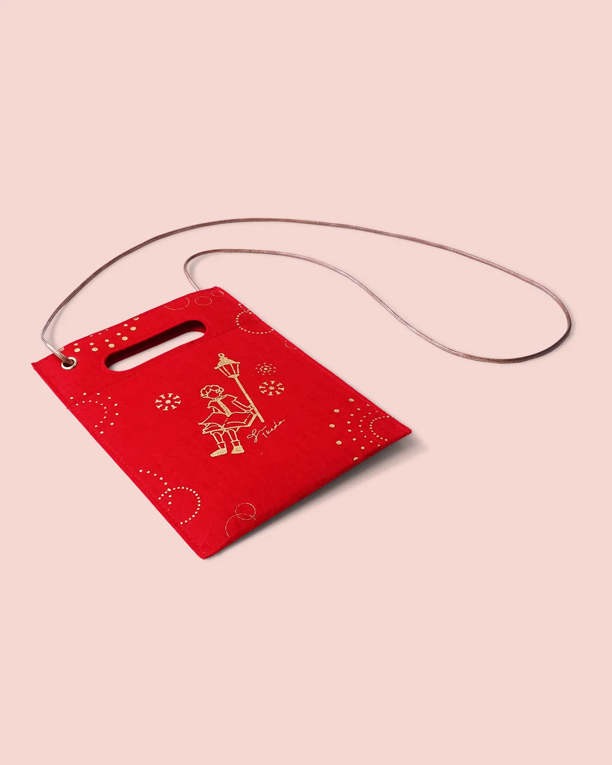 フェルト小判抜きバッグロー引き紐_大小_平置き斜め