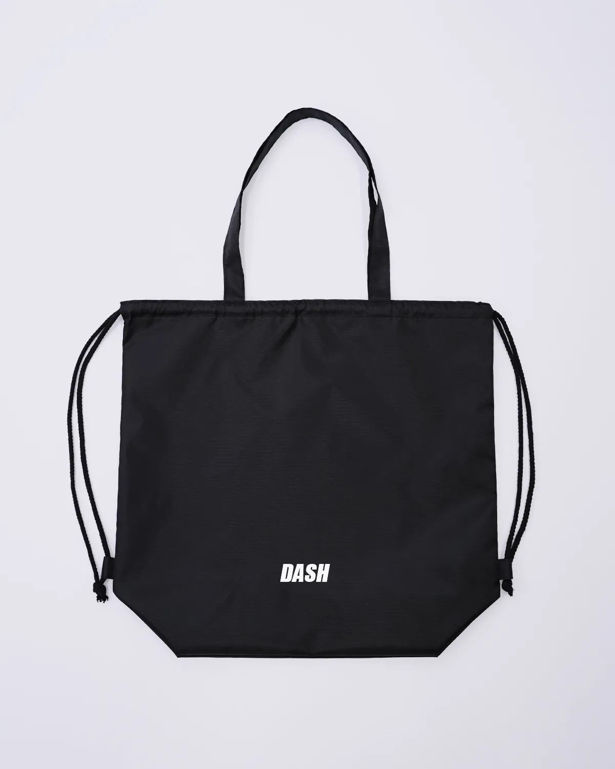 ポリエステル両ひもショルダー持ち手付き_平置き正面