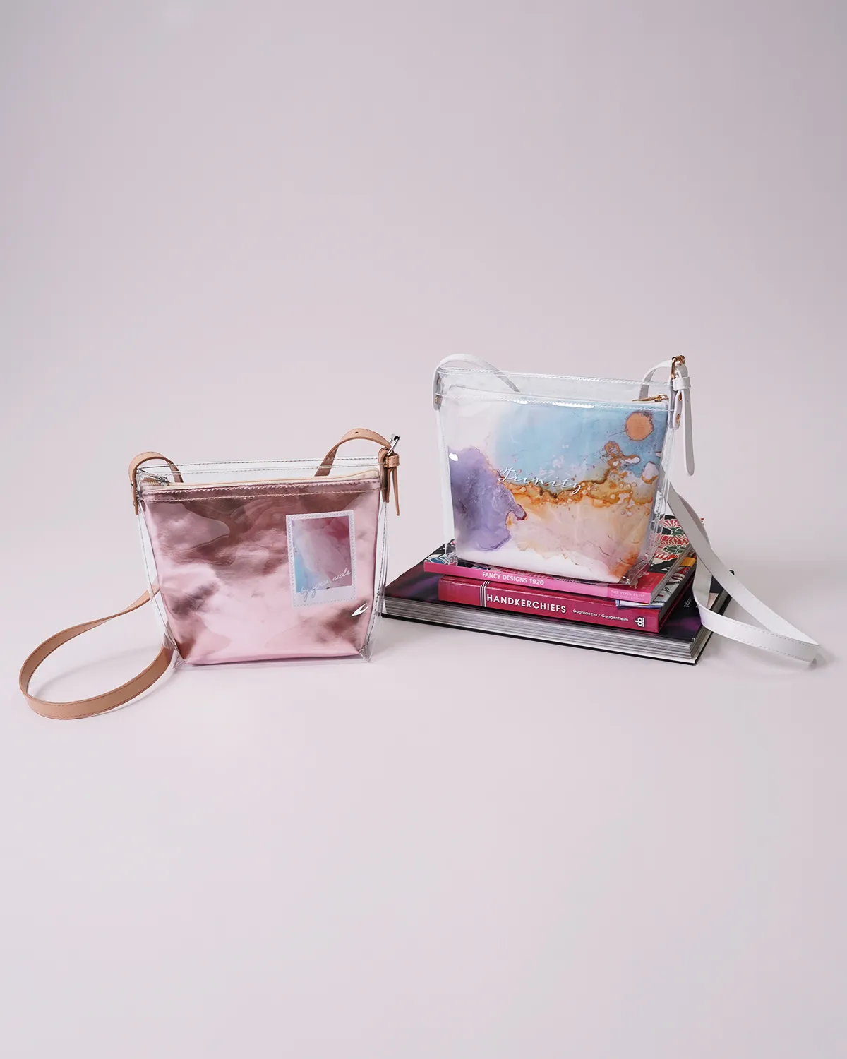 透明塩ビ船底ポシェット＋合皮船底ポーチ_2セット