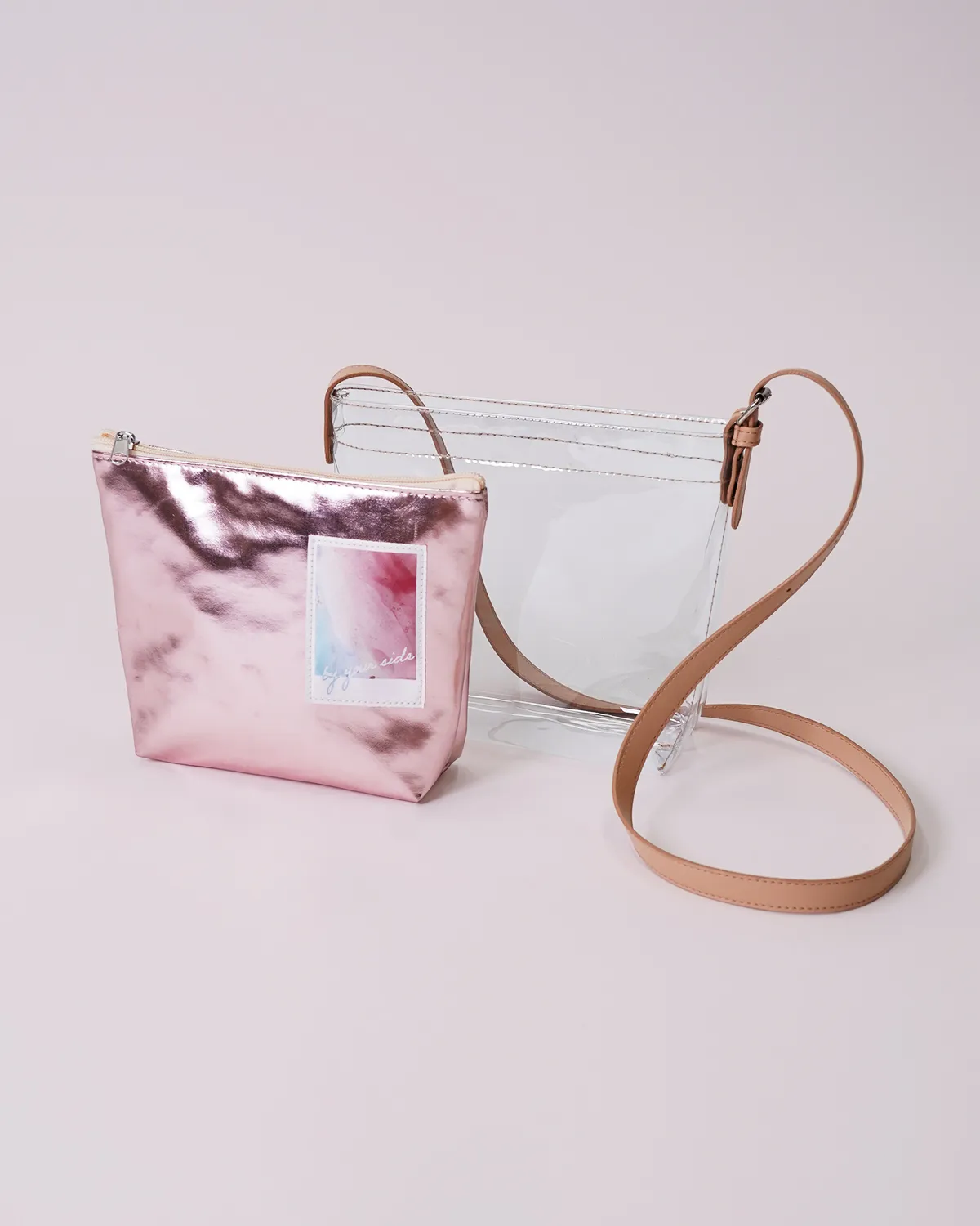 透明塩ビ船底ポシェット＋合皮船底ポーチ_ポーチ・ビニールバッグ