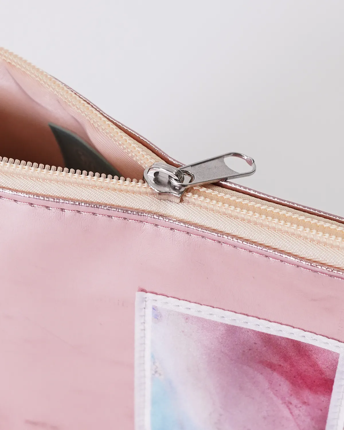 透明塩ビ船底ポシェット＋合皮船底ポーチ_ファスナー