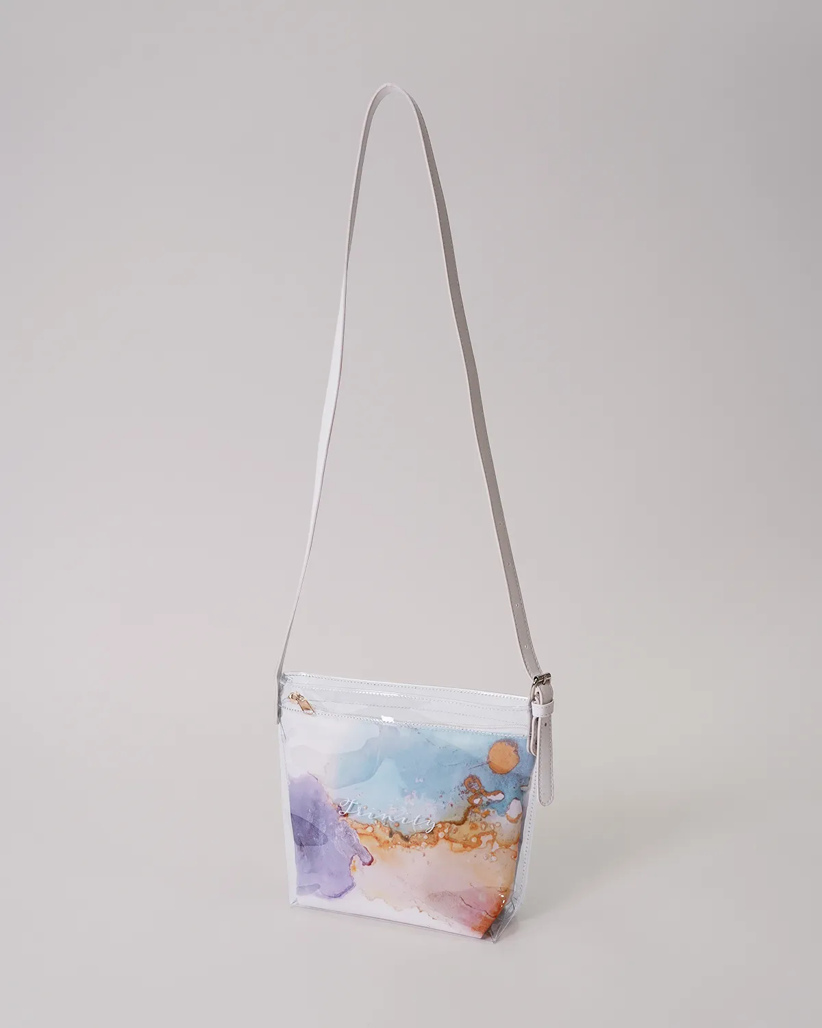 透明塩ビ船底ポシェット＋ポリエステル船底ポーチ_斜め持ち手