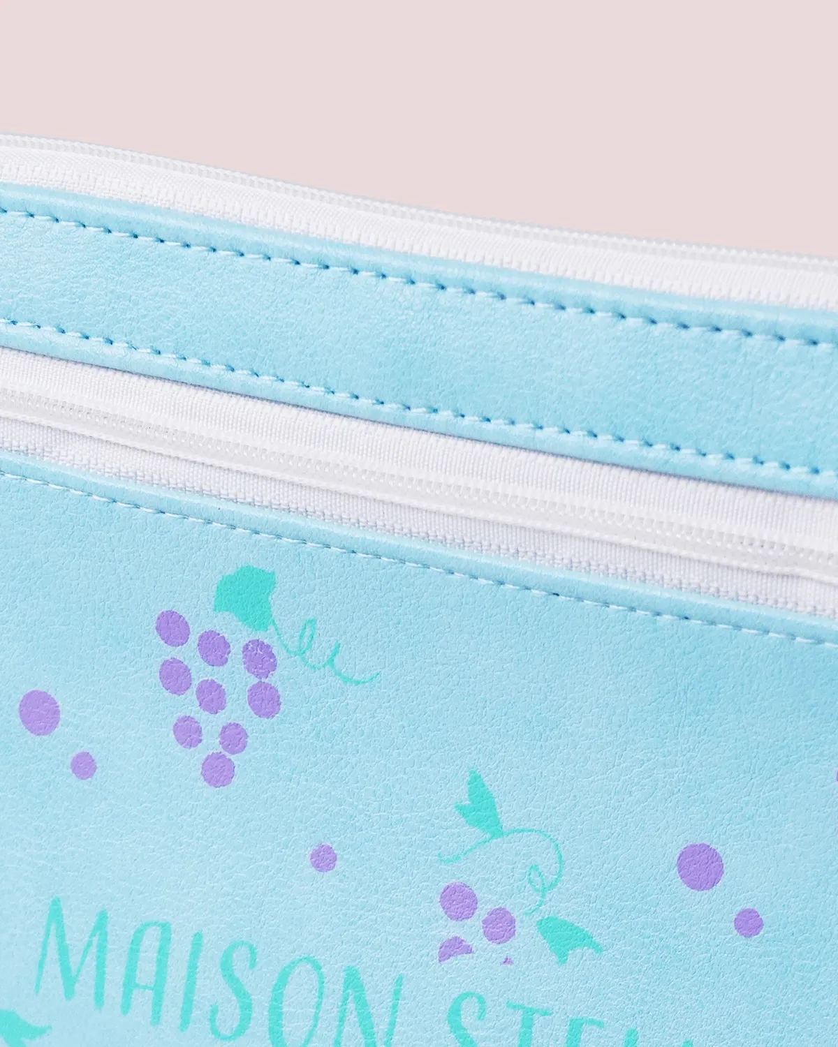 合皮ポケット付き船底ポーチ_ファスナー